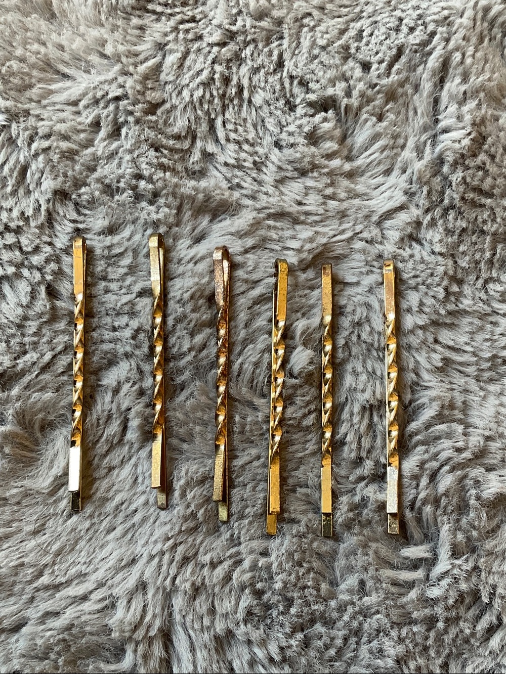 Gold Twist Bobby Pins - Pack of 6